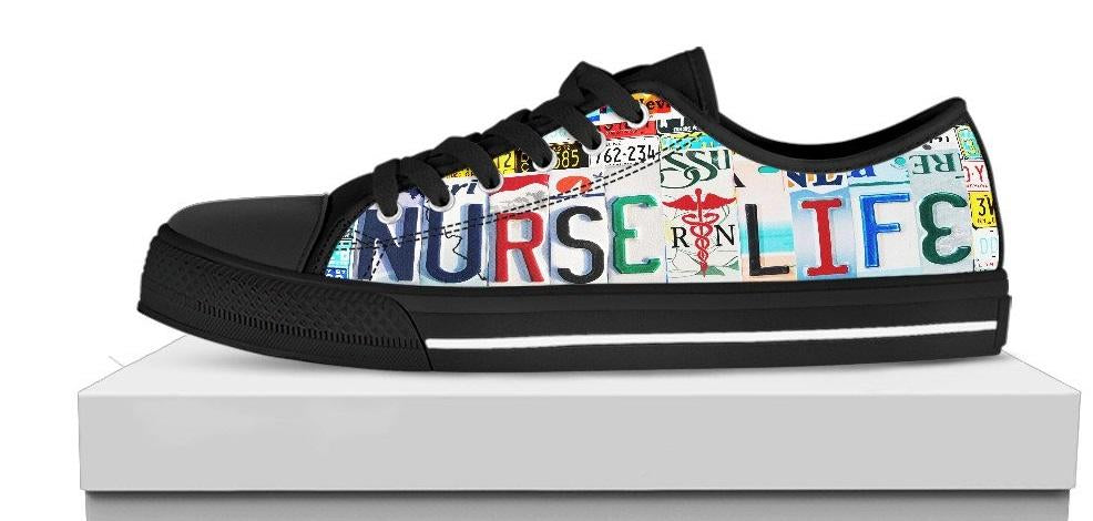 License Plate Tag Low Top Tennis Shoes – Let display picture 1