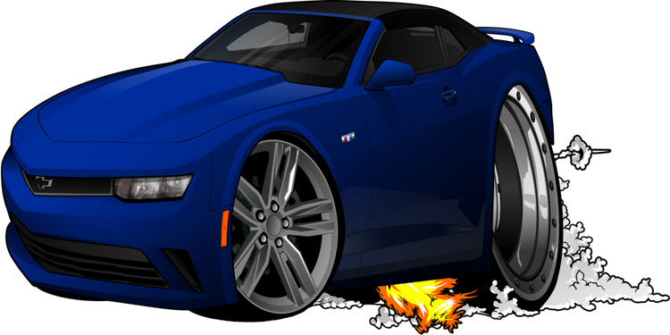 2018 Chevrolet Camaro Blue Convertible Smoke and Flames