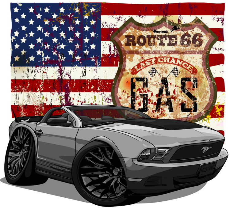 Convertible Ford Mustang Route 66