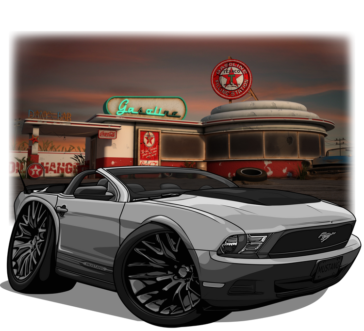 Convertible Mustang Gas Station 2