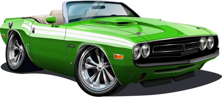 Green Dodge Challenger Convertible