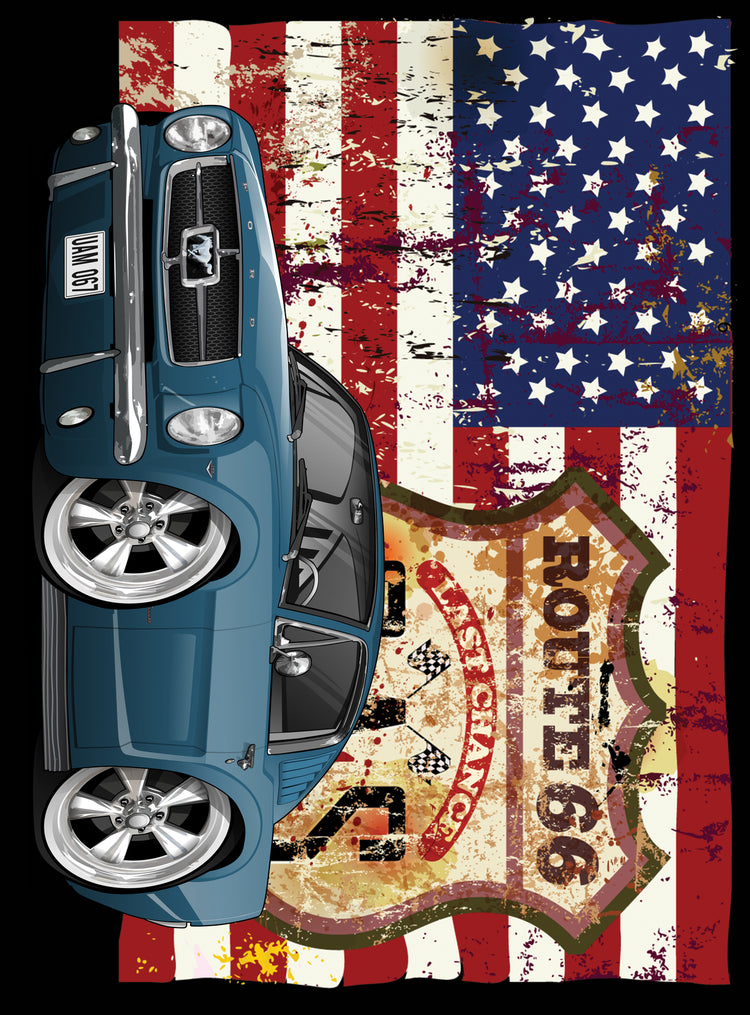 1965 Ford Mustang Fastback Flag Route 66