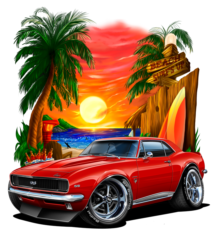 1967 Camaro SS Margaritaville Beach Car Art
