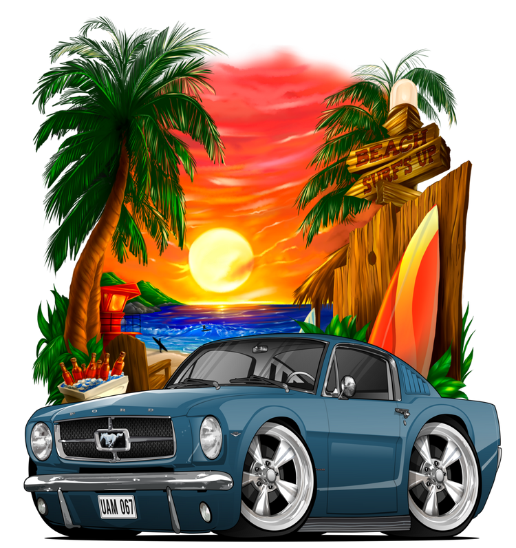 1965 Mustang Fastback Beach Margaritaville Car Art