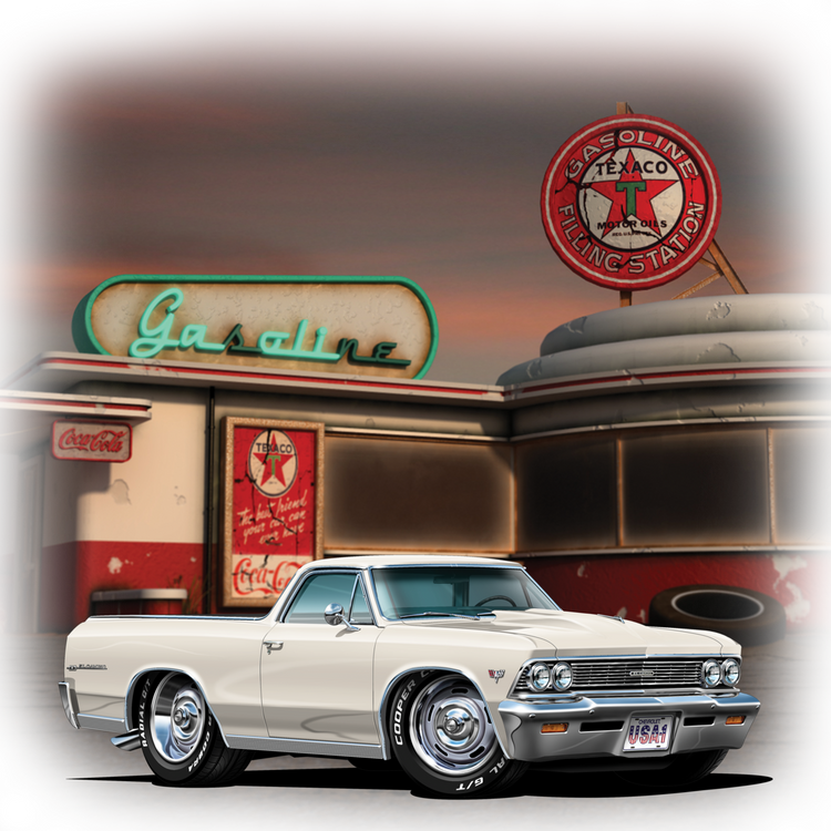 1966 Chevy El Camino Muscle Car Art Diner