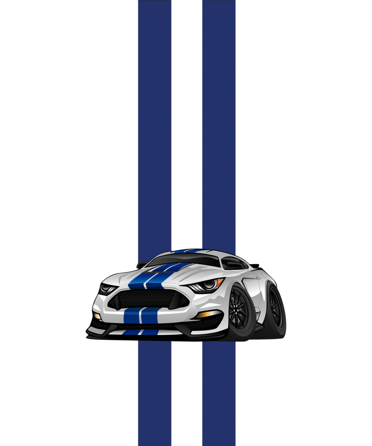 Ford Mustang Hood Stripes Muscle Car Art