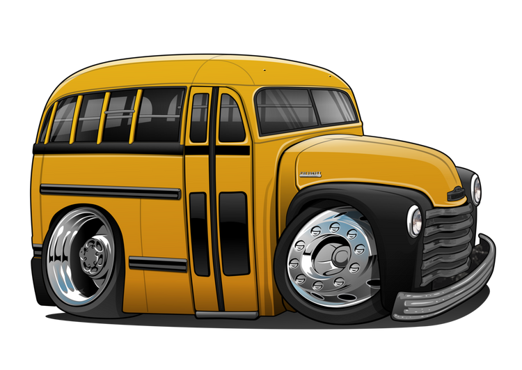 1952 Chevrolet School Bus Car Art