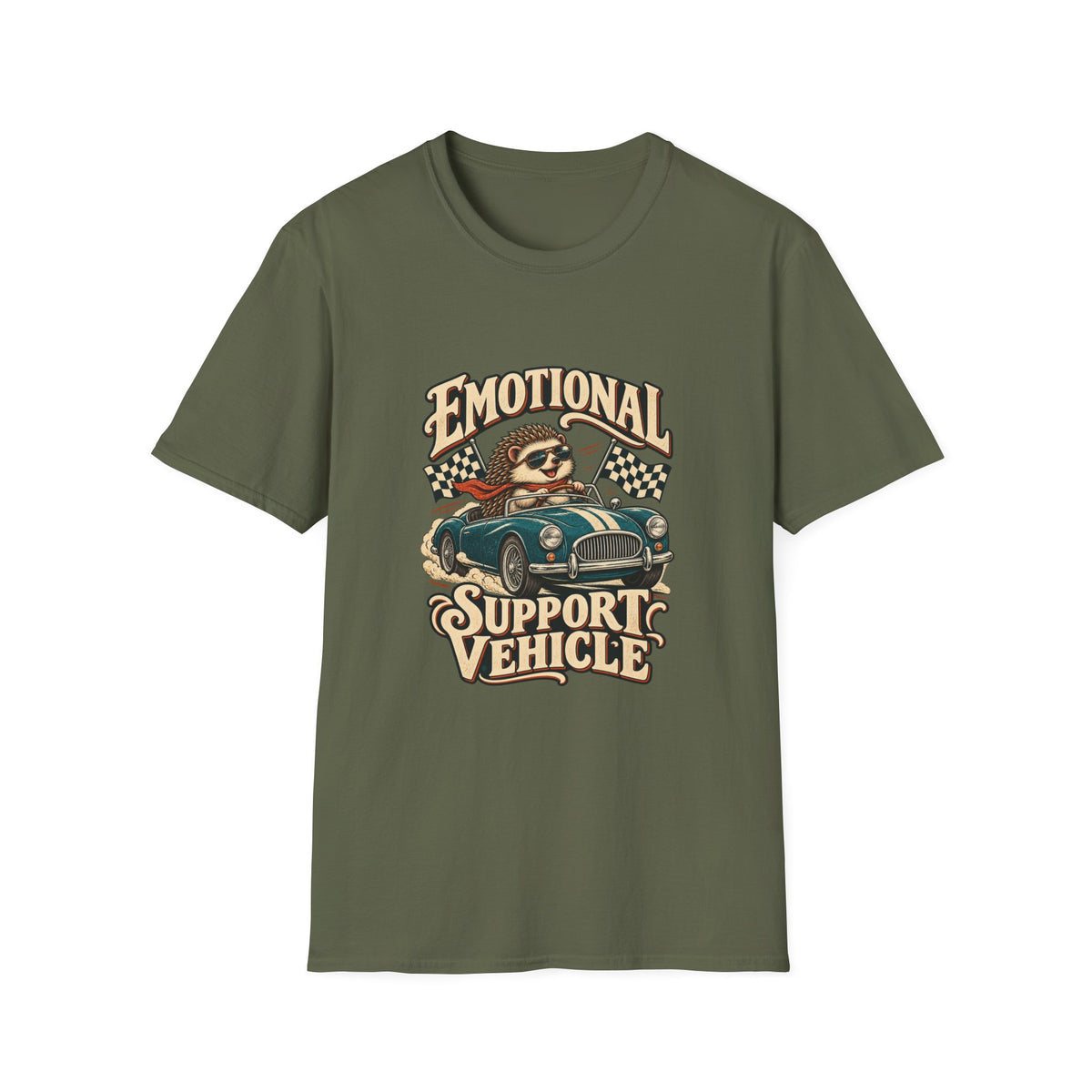 Emotional Support Vehicle T-Shirt | Funny Hedgehog Car Tee