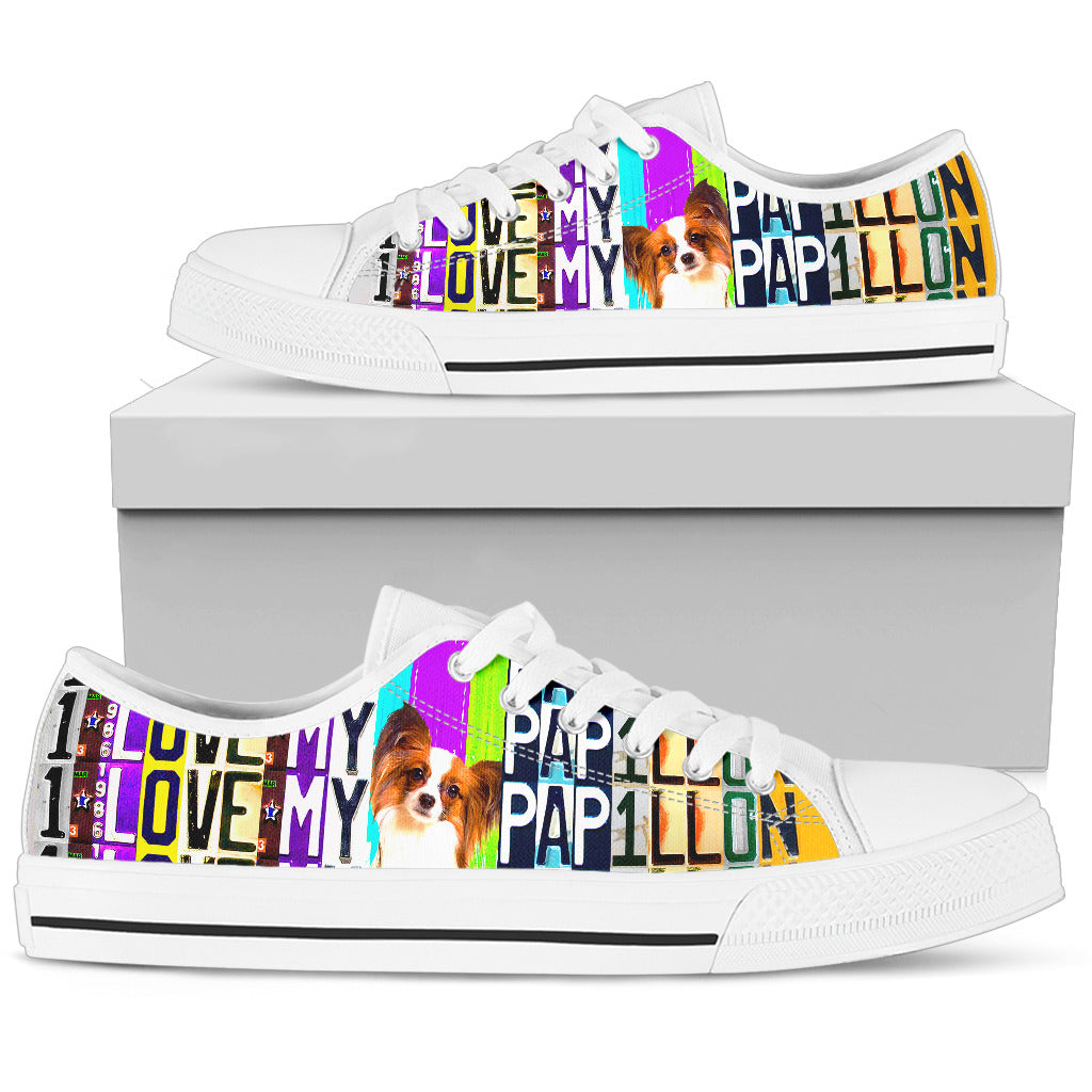 Women's Low Top Canvas Shoes For Papillon Lovers