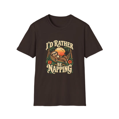 I'd Rather Be Napping T-Shirt | Funny Sloth Hammock Tee