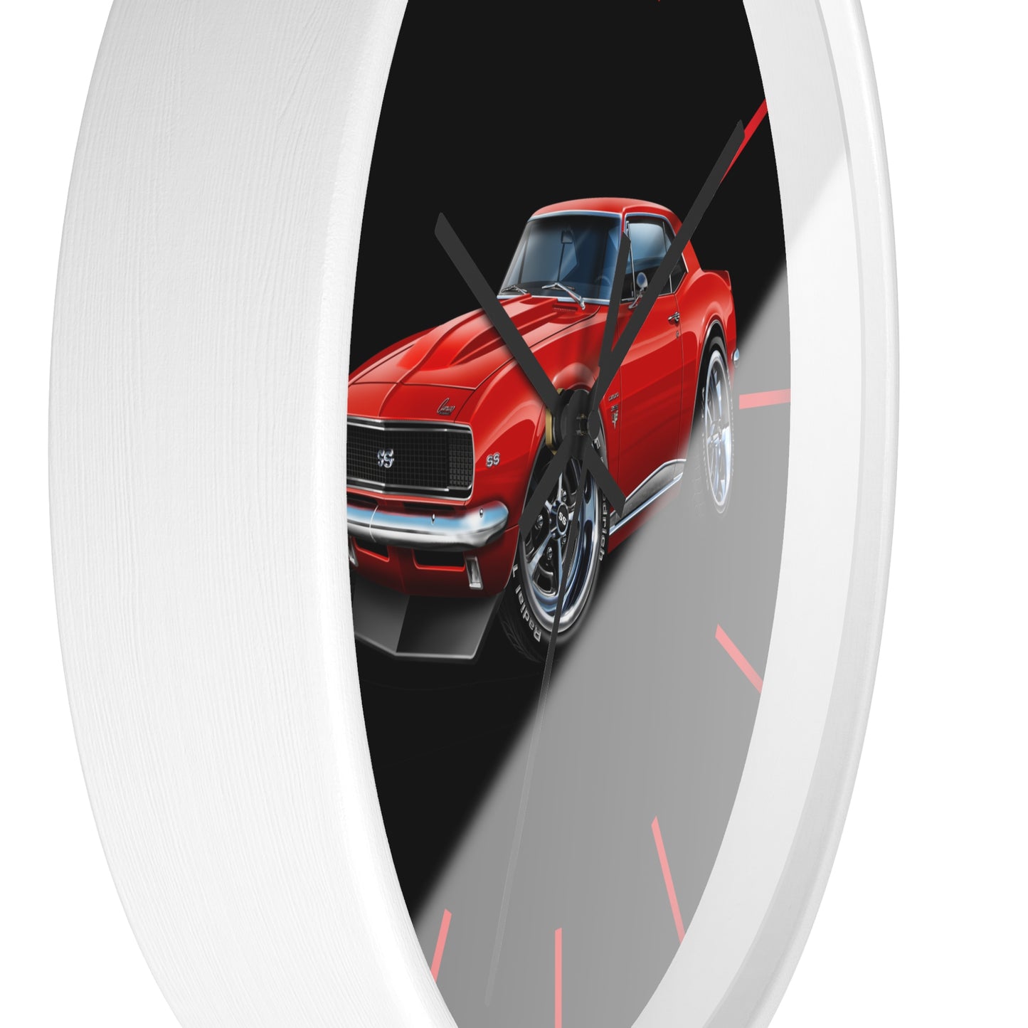 Classic 1967 Red Camaro Muscle Car Wall Clock — Retro Automotive Decor for Car Lovers