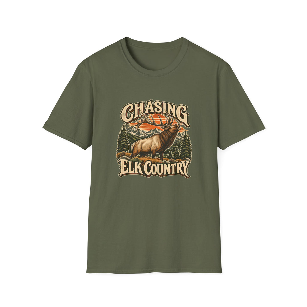 Chasing Elk Country T-Shirt | Vintage Elk Hunting Mountain Tee