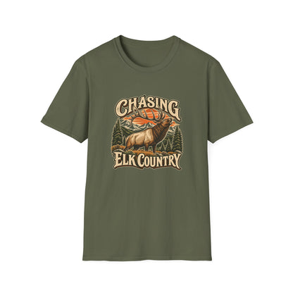 Chasing Elk Country T-Shirt | Vintage Elk Hunting Mountain Tee