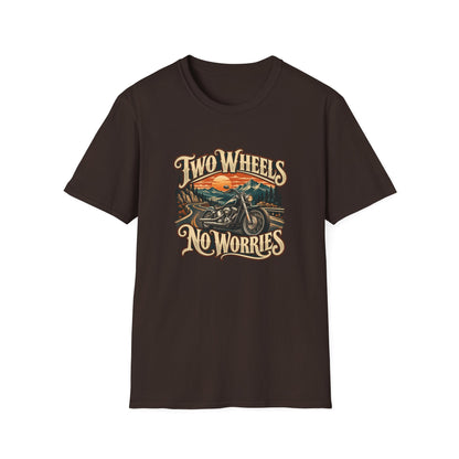 Two Wheels No Worries T-Shirt | Vintage Cruiser Motorcycle Tee