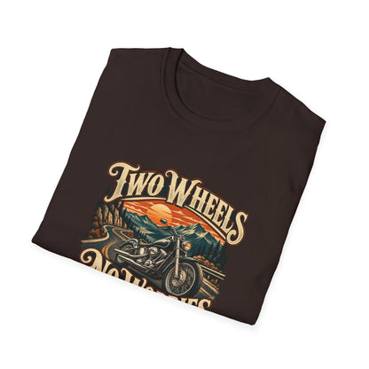 Two Wheels No Worries T-Shirt | Vintage Cruiser Motorcycle Tee
