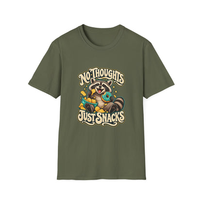 No Thoughts Just Snacks T-Shirt | Funny Raccoon Food Tee