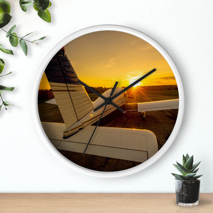 Aviation Sunset Wall Clock — Airplane Photo Decor for Pilots & Flight Lovers