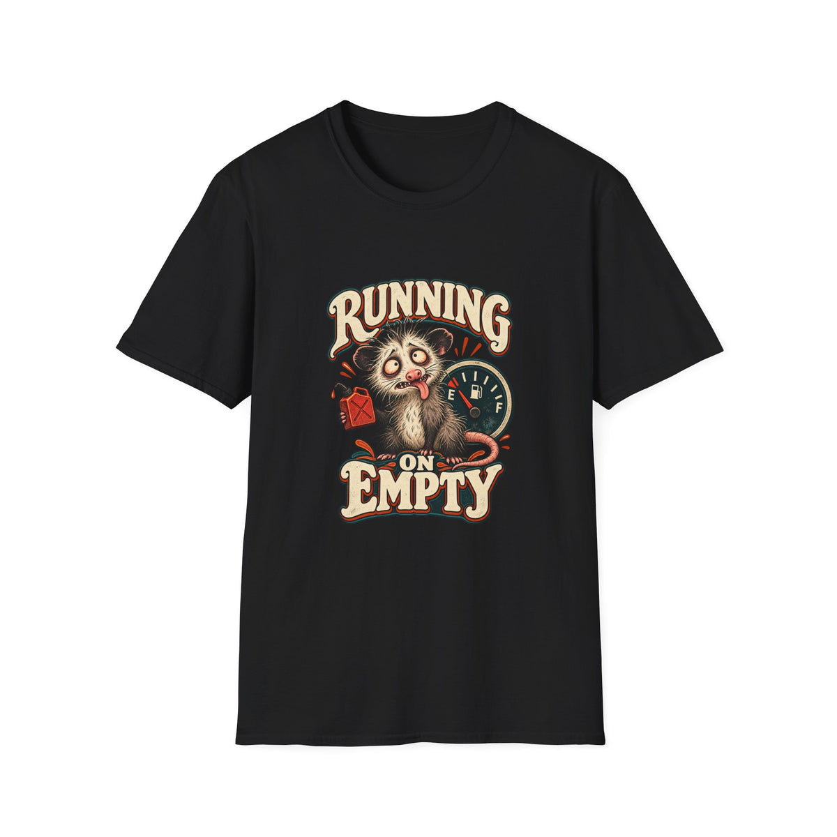 Running on Empty T-Shirt | Funny Opossum Fuel Gauge Tee
