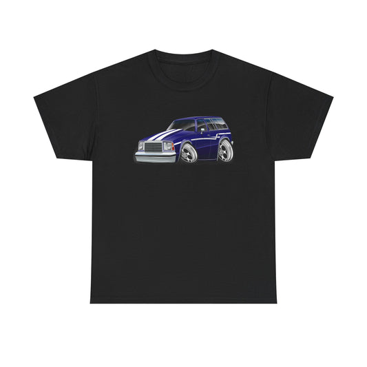 Classic Malibu Blue Wagon Tee — Retro Station Wagon Car Graphic T-Shirt