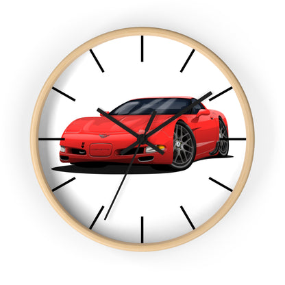 1997 Corvette Red Sports Car Wall Clock — Racing Car Decor for Garage, Man Cave, Kids’ Room