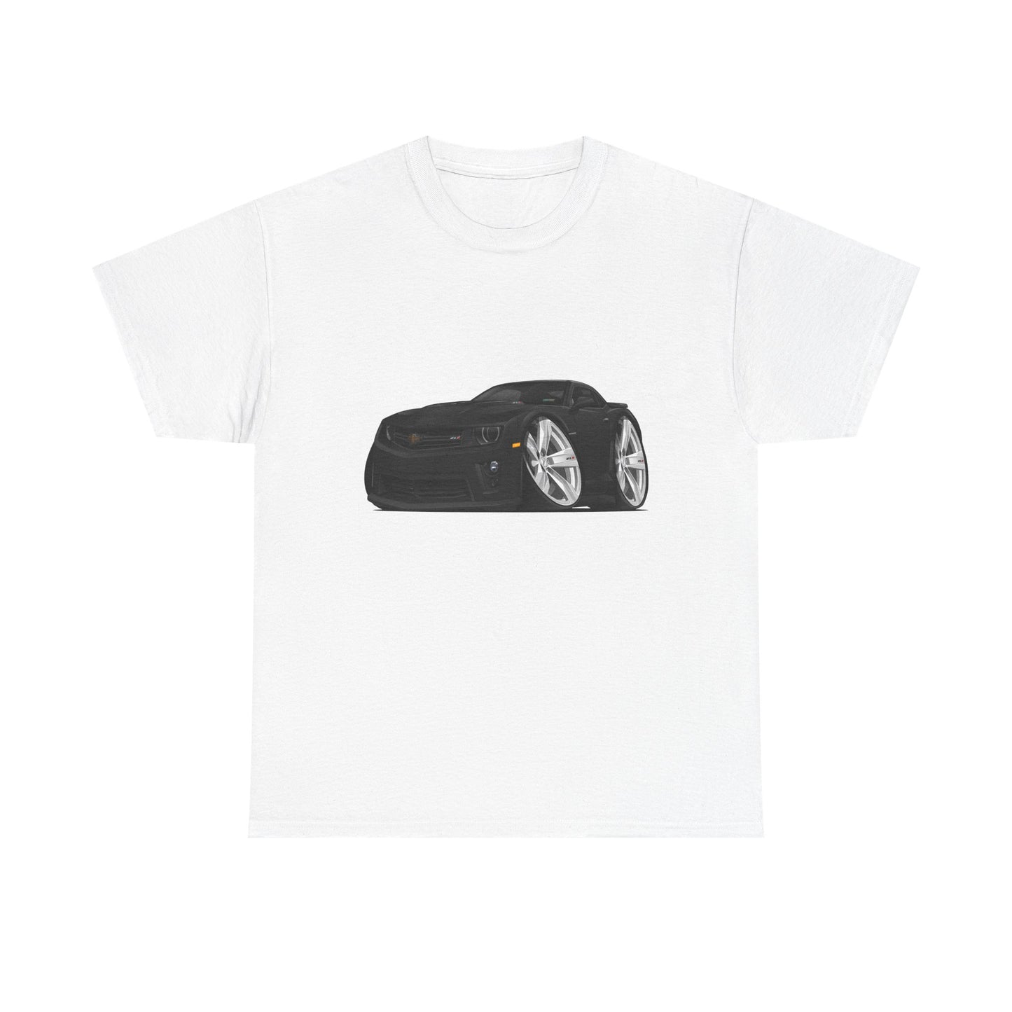 2013 Camaro Car Illustration Tee — Black Sports Car Graphic T-Shirt