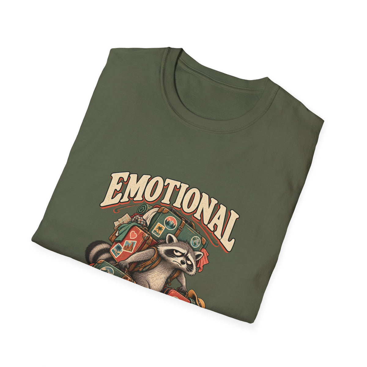 Emotional Baggage T-Shirt | Funny Raccoon Travel Tee