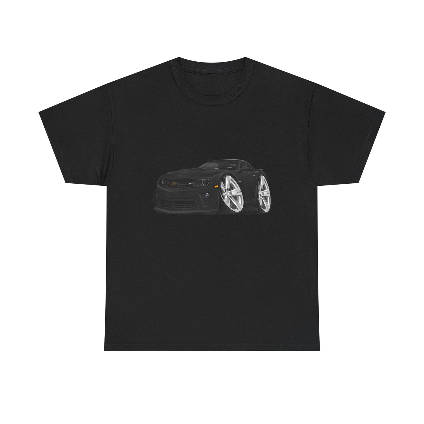 2013 Camaro Car Illustration Tee — Black Sports Car Graphic T-Shirt