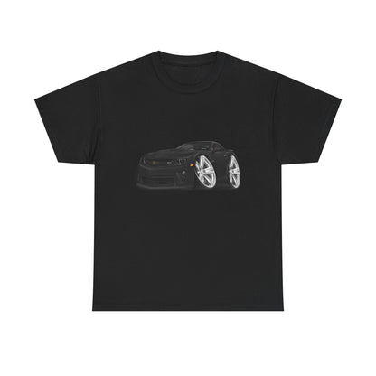 2013 Camaro Car Illustration Tee — Black Sports Car Graphic T-Shirt