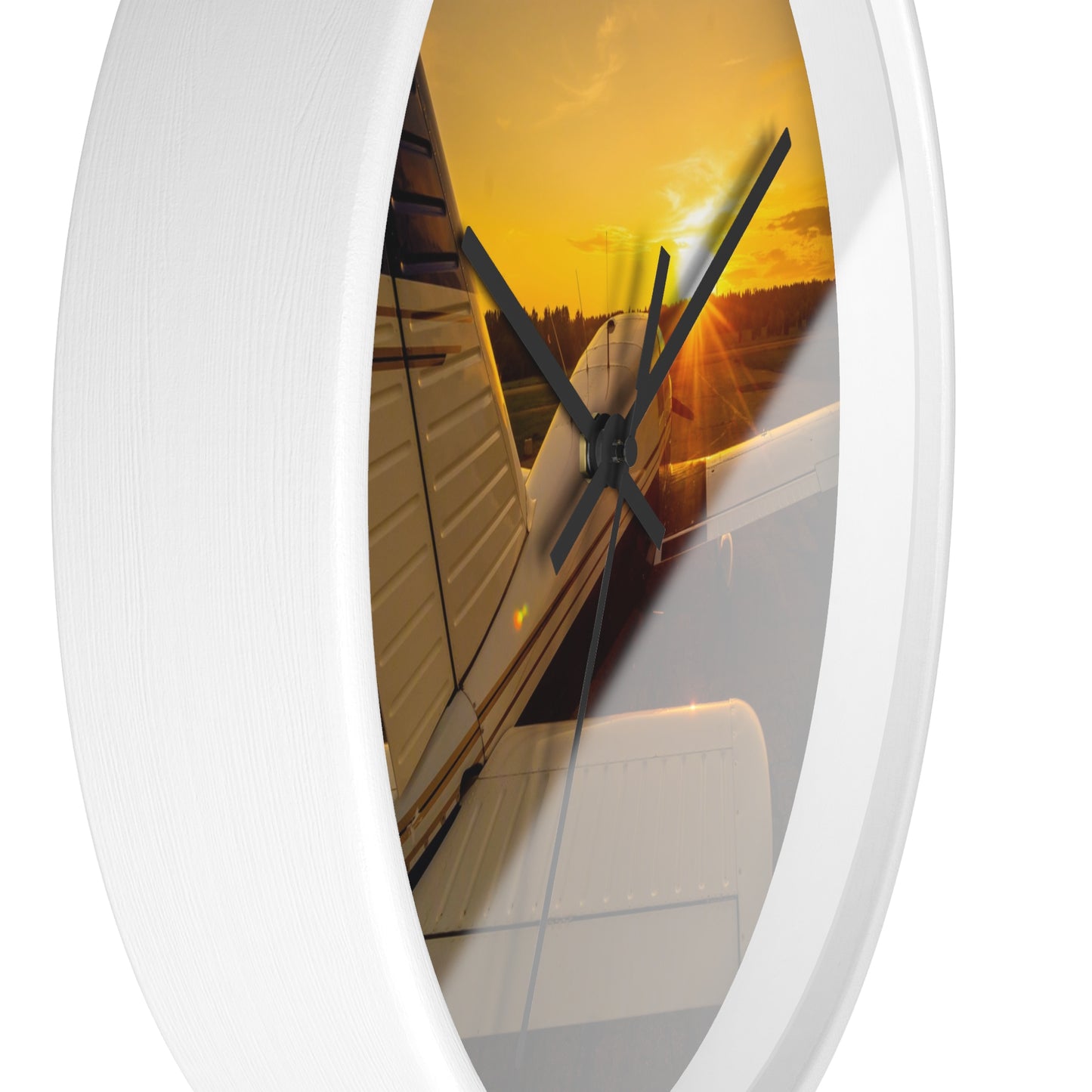 Aviation Sunset Wall Clock — Airplane Photo Decor for Pilots & Flight Lovers
