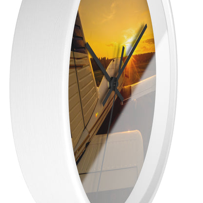 Aviation Sunset Wall Clock — Airplane Photo Decor for Pilots & Flight Lovers