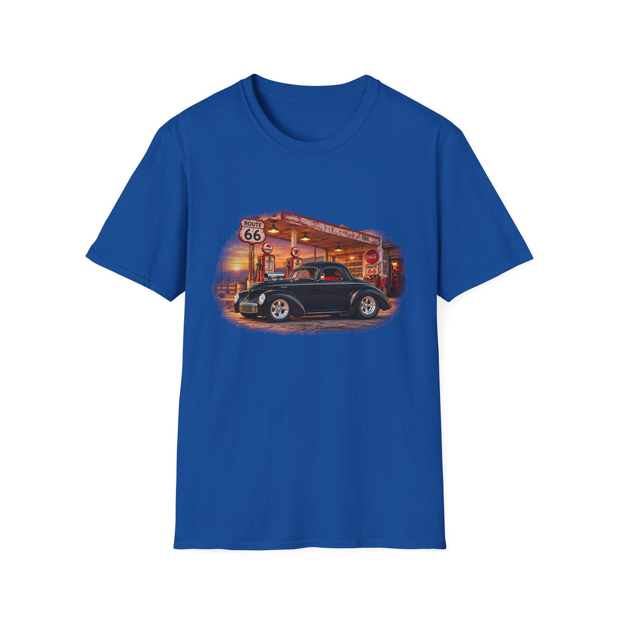 Route 66 Classic 1941 American Willys Car Gas Station T-Shirt