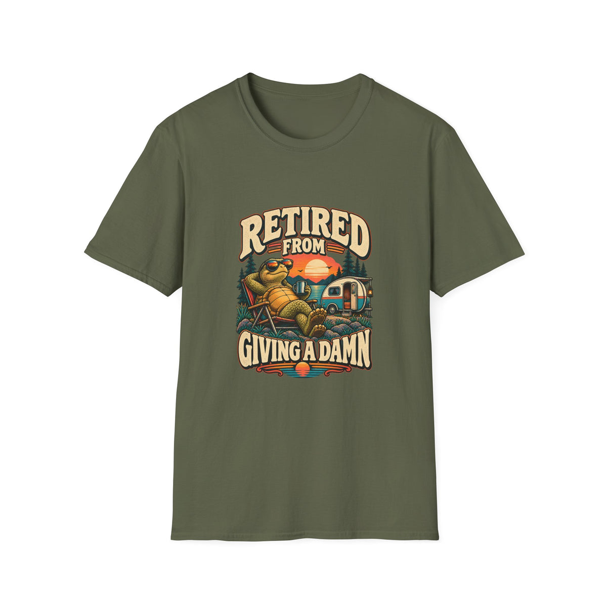 Retired from Giving a Damn T-Shirt | Funny Tortoise Camping Tee