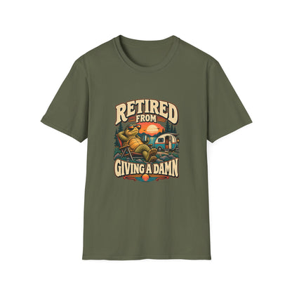 Retired from Giving a Damn T-Shirt | Funny Tortoise Camping Tee