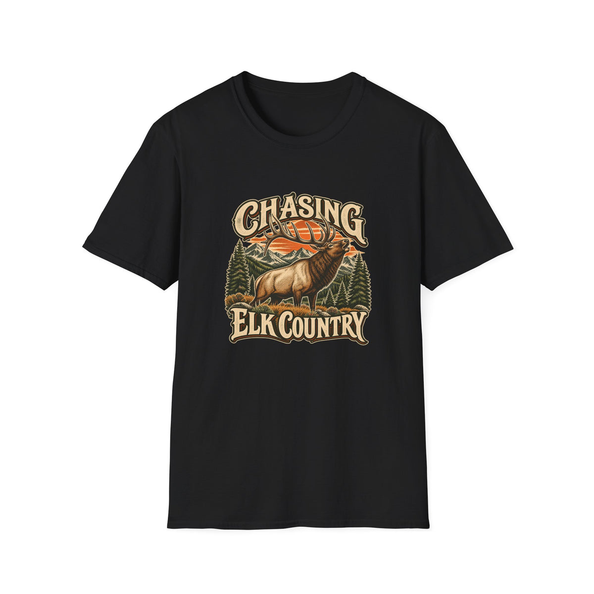 Chasing Elk Country T-Shirt | Vintage Elk Hunting Mountain Tee