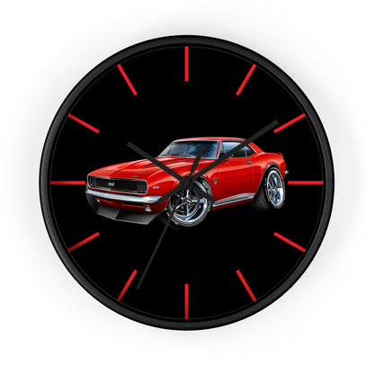 Classic 1967 Red Camaro Muscle Car Wall Clock — Retro Automotive Decor for Car Lovers