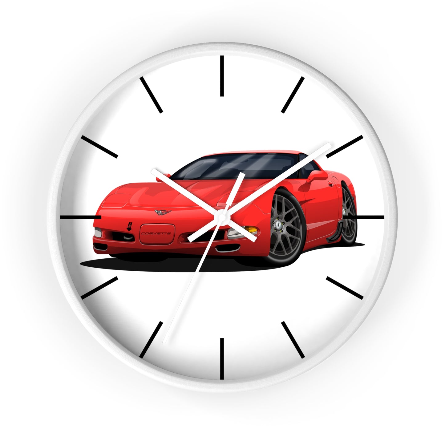 1997 Corvette Red Sports Car Wall Clock — Racing Car Decor for Garage, Man Cave, Kids’ Room