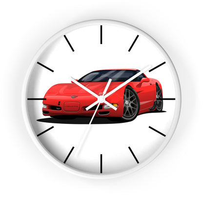 1997 Corvette Red Sports Car Wall Clock — Racing Car Decor for Garage, Man Cave, Kids’ Room