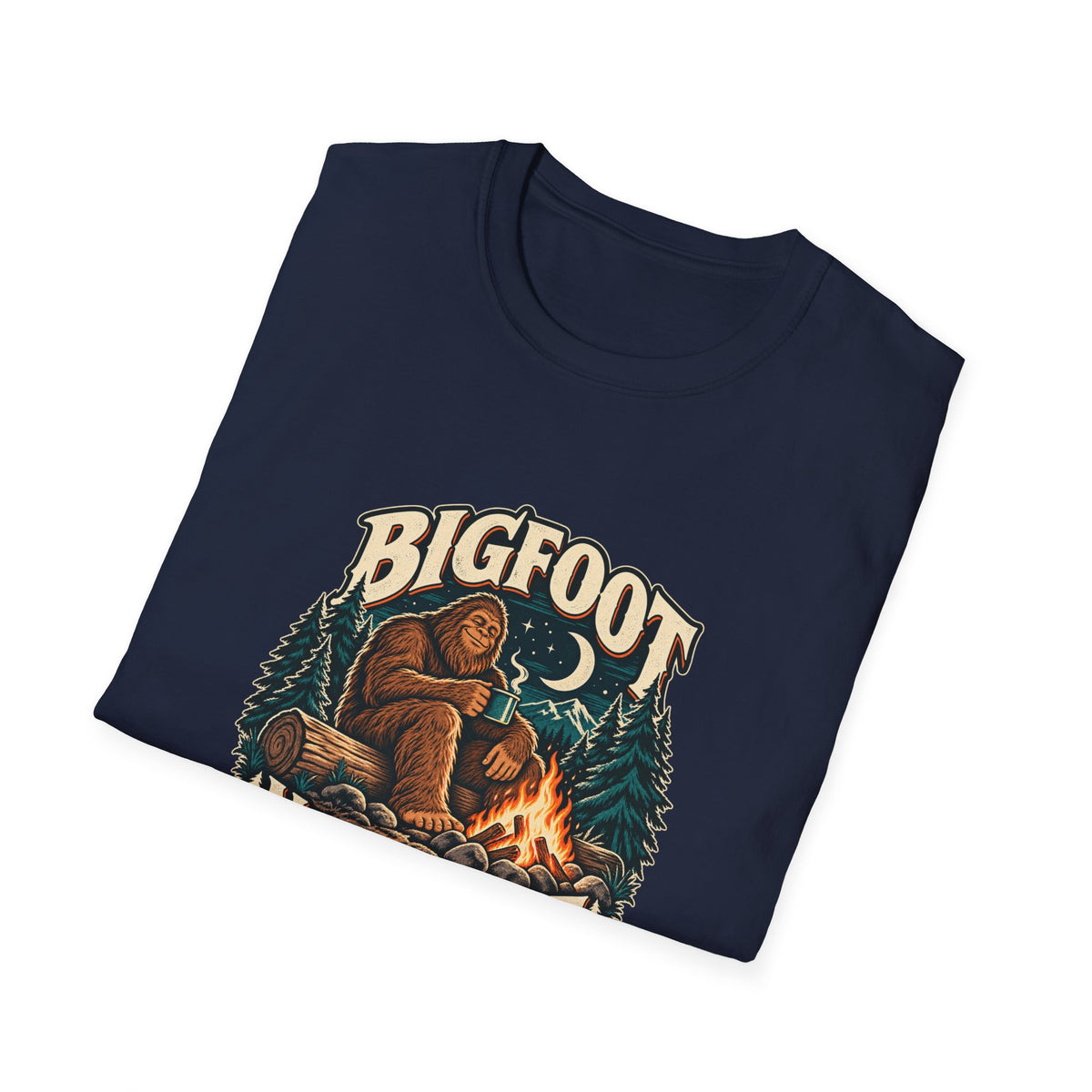 Bigfoot Night Shift T-Shirt | Vintage Sasquatch Campfire Tee