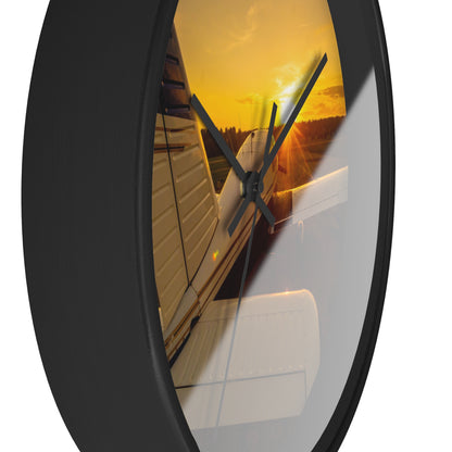 Aviation Sunset Wall Clock — Airplane Photo Decor for Pilots & Flight Lovers