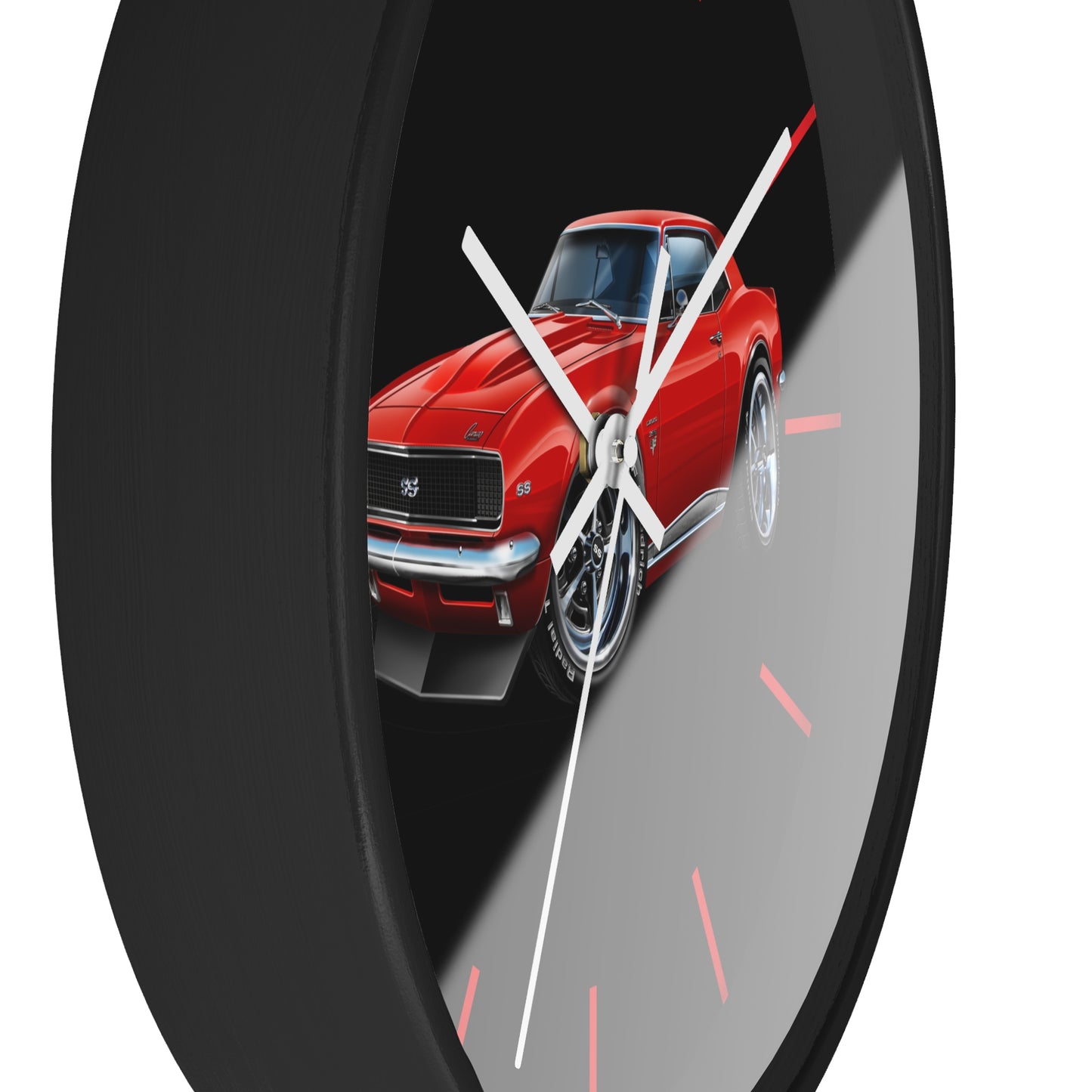 Classic 1967 Red Camaro Muscle Car Wall Clock — Retro Automotive Decor for Car Lovers