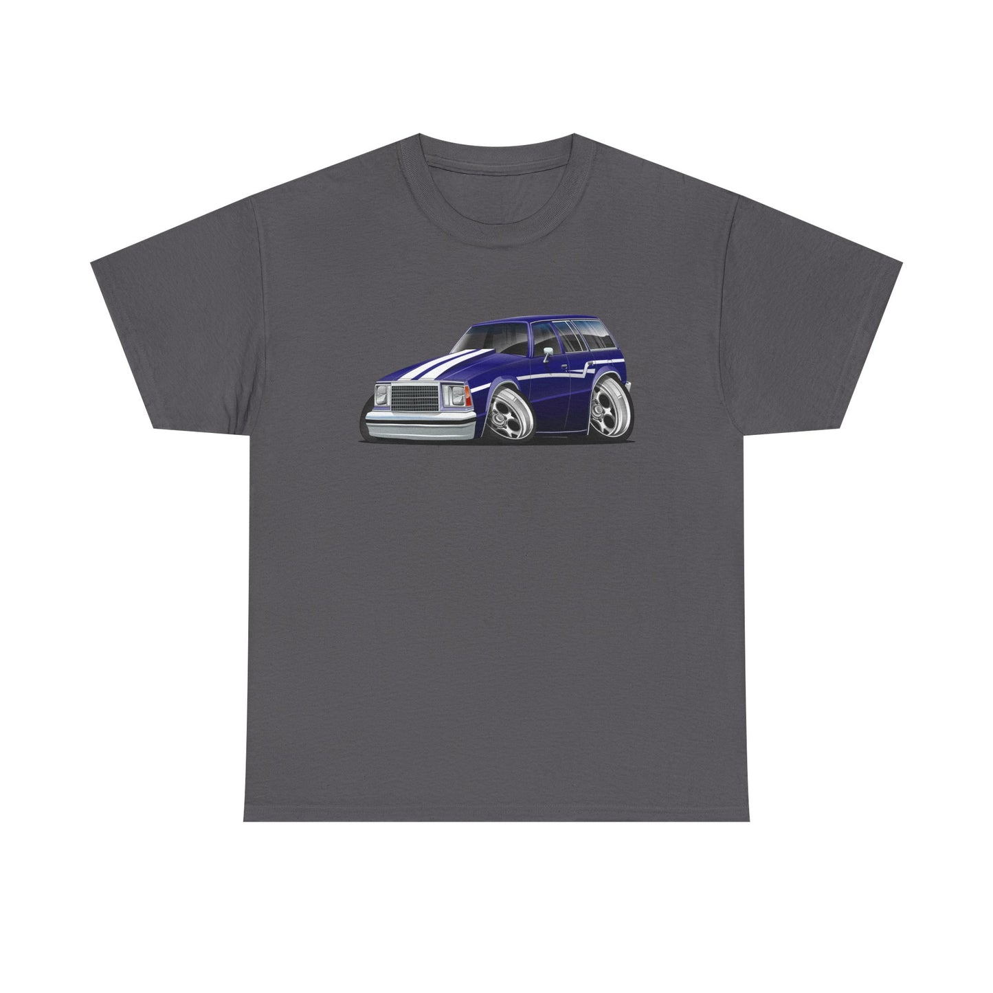 Classic Malibu Blue Wagon Tee — Retro Station Wagon Car Graphic T-Shirt