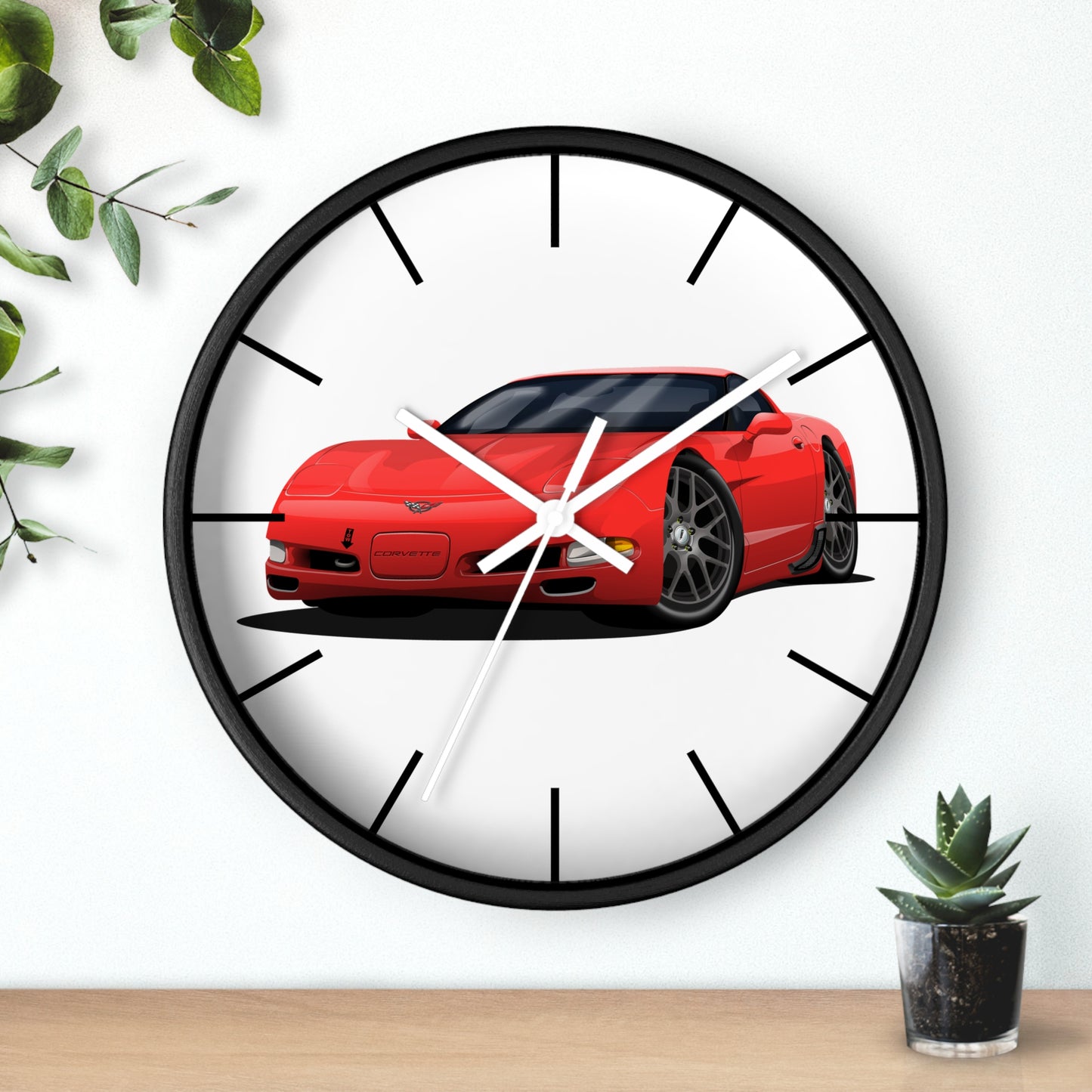 1997 Corvette Red Sports Car Wall Clock — Racing Car Decor for Garage, Man Cave, Kids’ Room