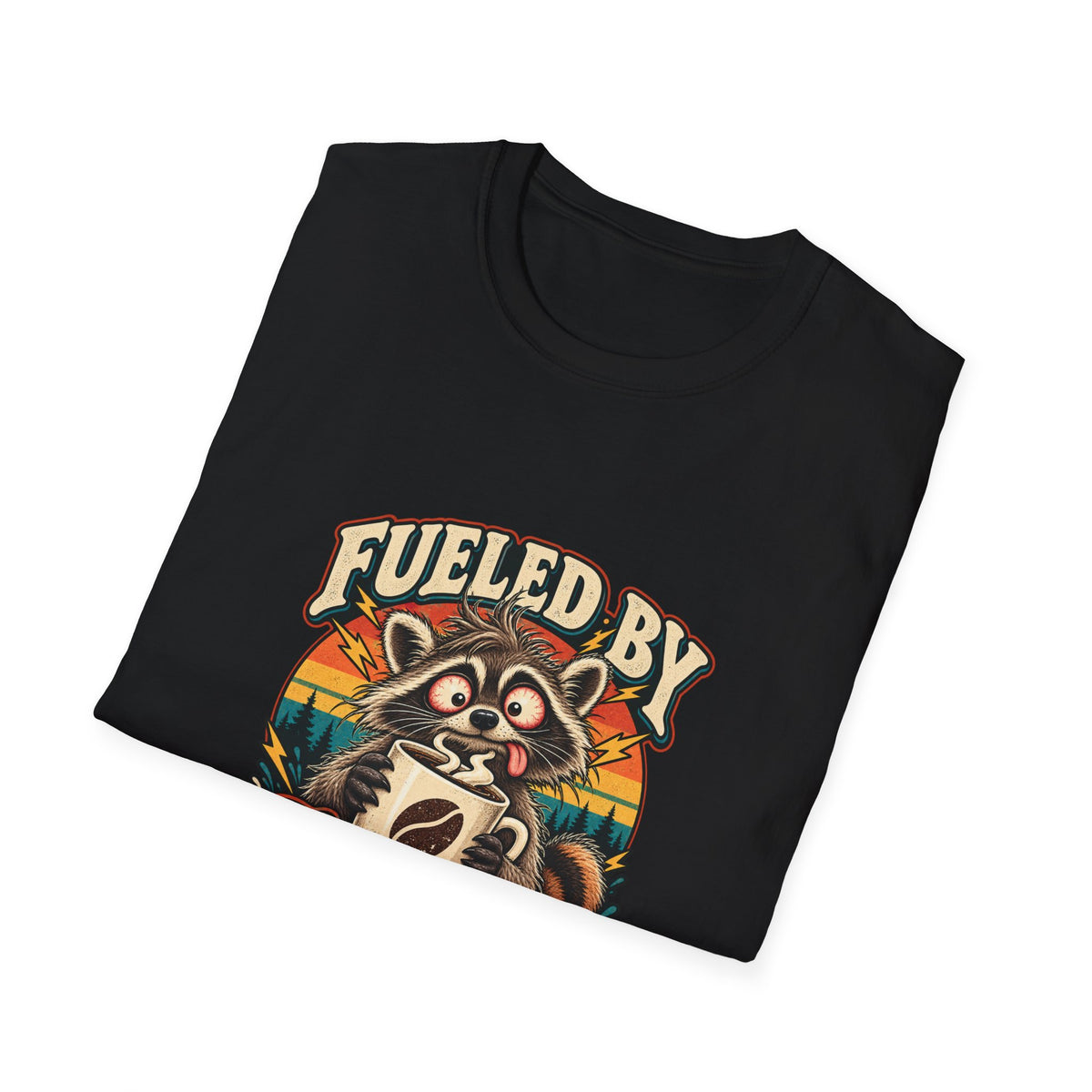 Fueled by Coffee and Bad Decisions T-Shirt | Funny Raccoon Tee