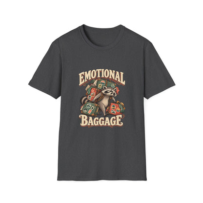 Emotional Baggage T-Shirt | Funny Raccoon Travel Tee