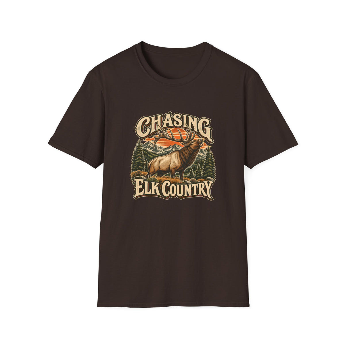 Chasing Elk Country T-Shirt | Vintage Elk Hunting Mountain Tee