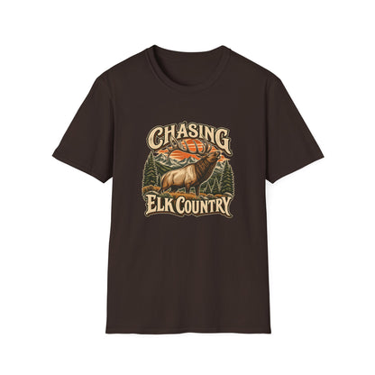 Chasing Elk Country T-Shirt | Vintage Elk Hunting Mountain Tee