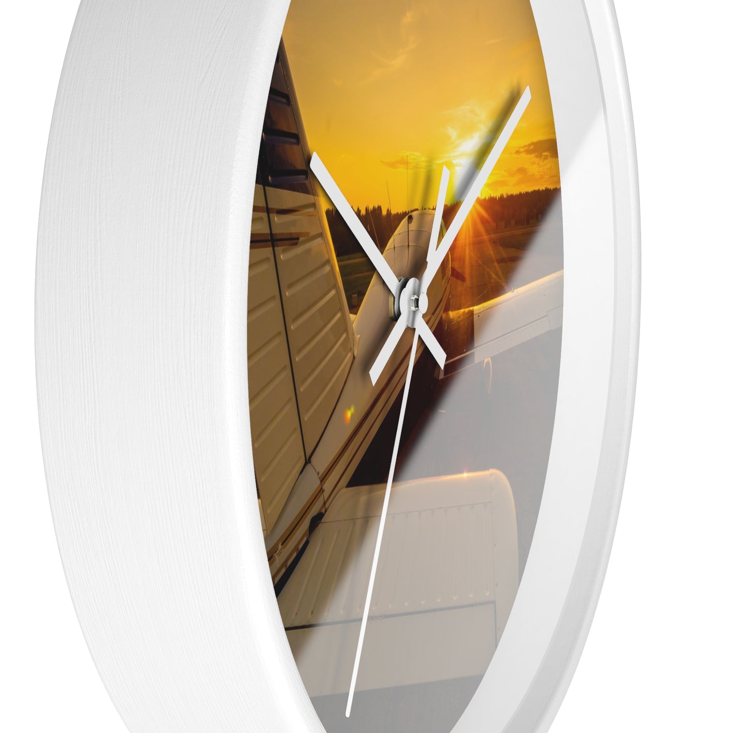Aviation Sunset Wall Clock — Airplane Photo Decor for Pilots & Flight Lovers