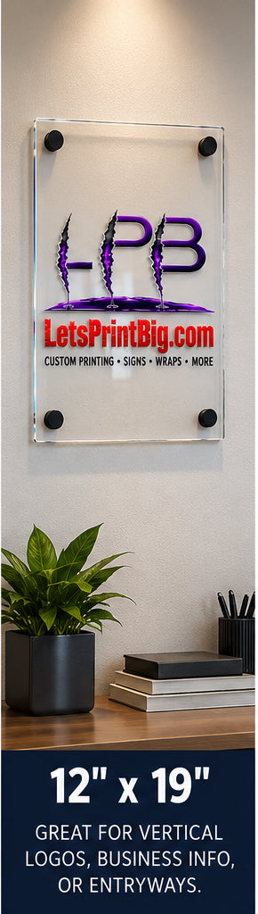 Custom UV Printed CLEAR Acrylic Business Sign with Standoffs