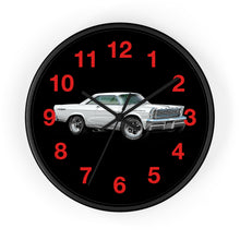 Classic Muscle Car Wall Clock — Retro White 1965 Ford Galaxie Timepiece with Red Numerals