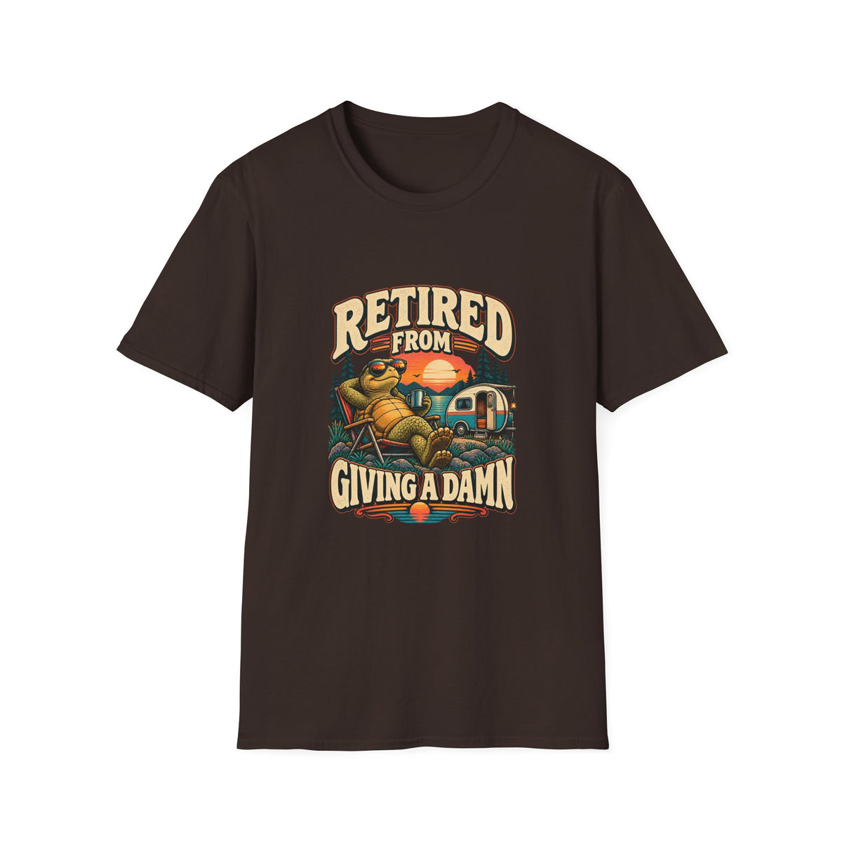 Retired from Giving a Damn T-Shirt | Funny Tortoise Camping Tee